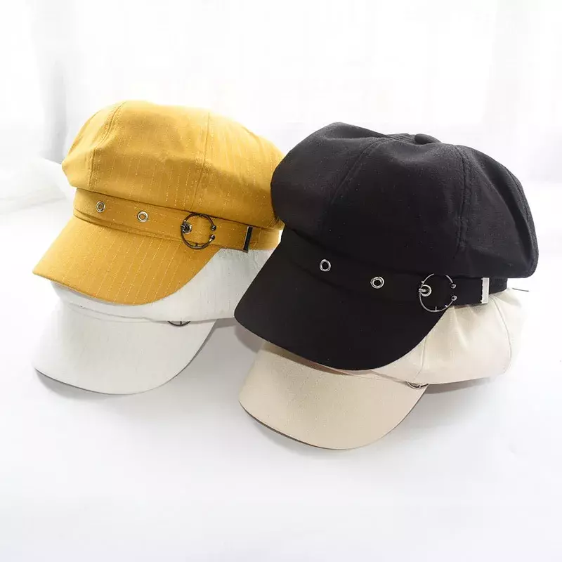 Boina octogonal a prueba de viento para niñas, sombrero de vendedor de periódicos, gorra de pintor informal para Cabbie, gorra de caza de otoño e invierno, monocromática, moda cálida