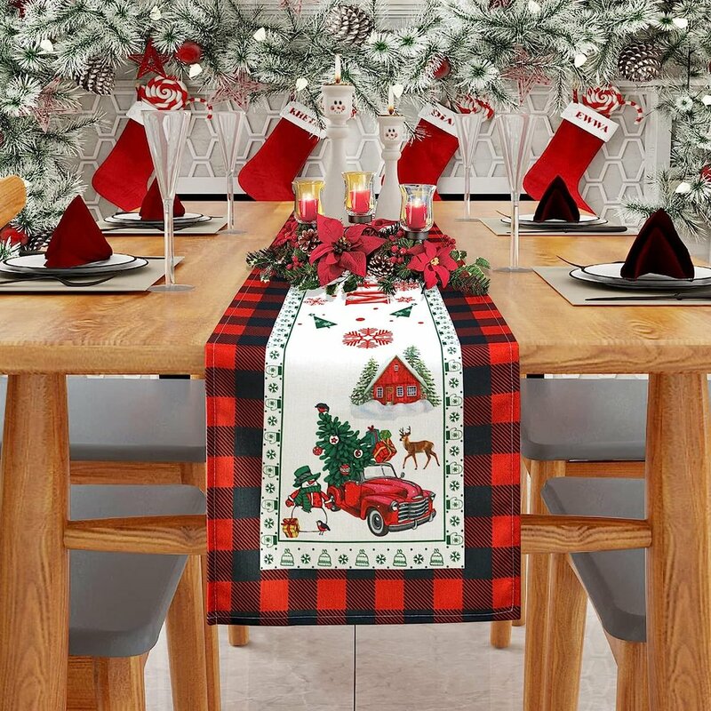 Mantel de Navidad para decoración del hogar, cubierta de bandera de mesa de Navidad, mantel de Papá Noel, regalo de Año Nuevo 2023, novedad de 2024