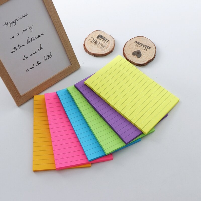 6Pcs Sticky Notes Pads 4x6inch Pocket Memo Pad Self-ashesive Note Papers