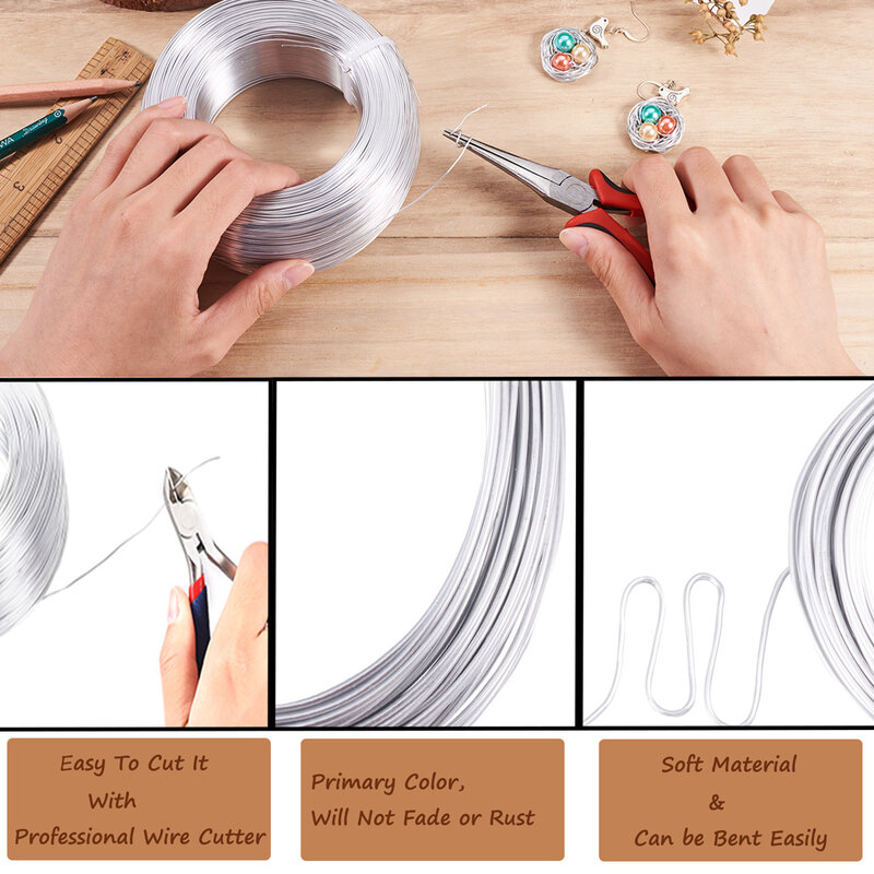 Fio de alumínio dobrável para fazer jóias diy colar pulseira handwork fio 0.6mm 0.8mm 1mm 1.5mm 2mm 2.5mm 3mm