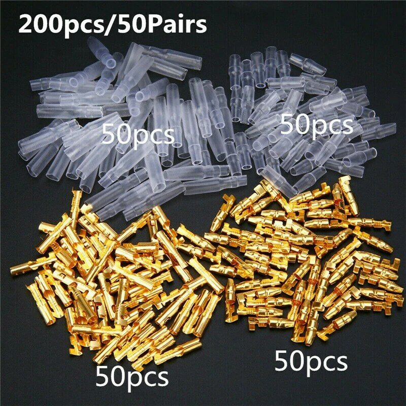 200PCS 4.0 bullet male and female butt terminal connector connector cold-pressed terminal with sheath 50 sets