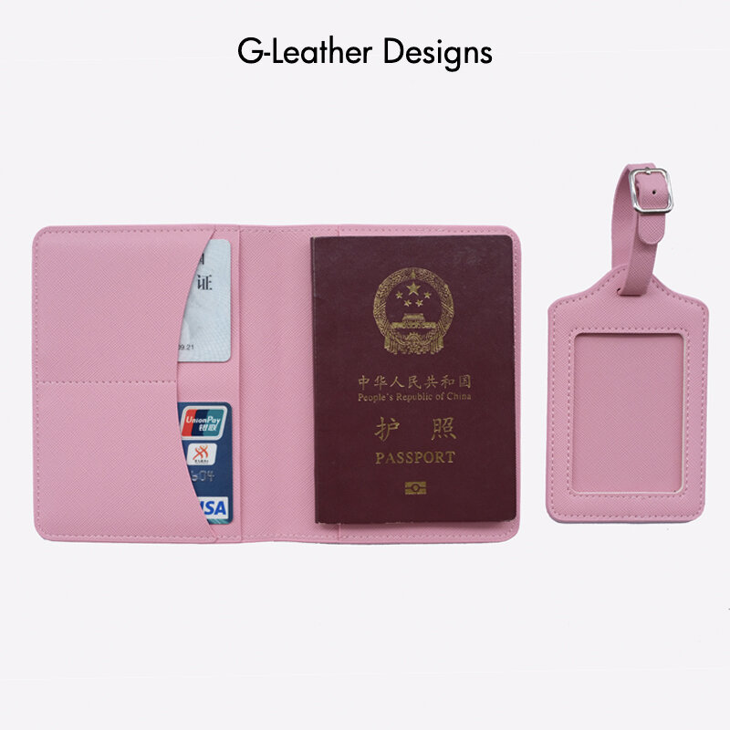 Vegan Saffiano Leather Passport Cover Holder And Luggage Tag Set Plane Travel Wedding Bridemaid Gift Custom Initials Name