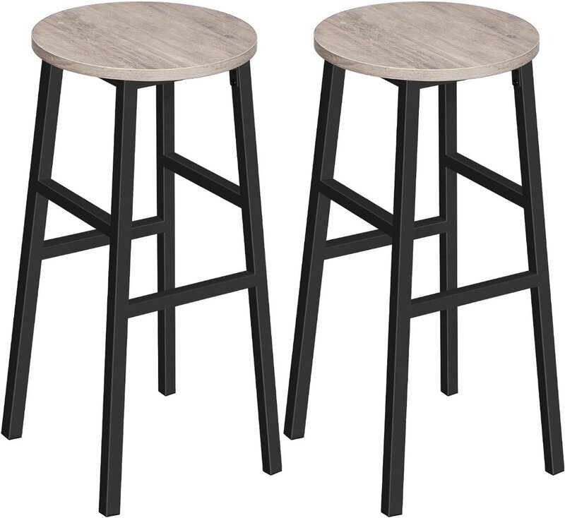 Barhocker, Set mit 2 runden Bar stühlen mit Fuß stütze, 28-Zoll-Küchen-Frühstühlhocker, industrielle Barhocker, einfache Montage