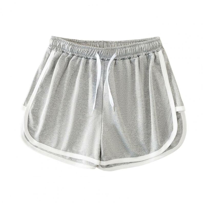 Pantalones cortos deportivos para mujer, Shorts de cintura alta con cordón, transpirables, de Color sólido, holgados, de pierna ancha, 2023