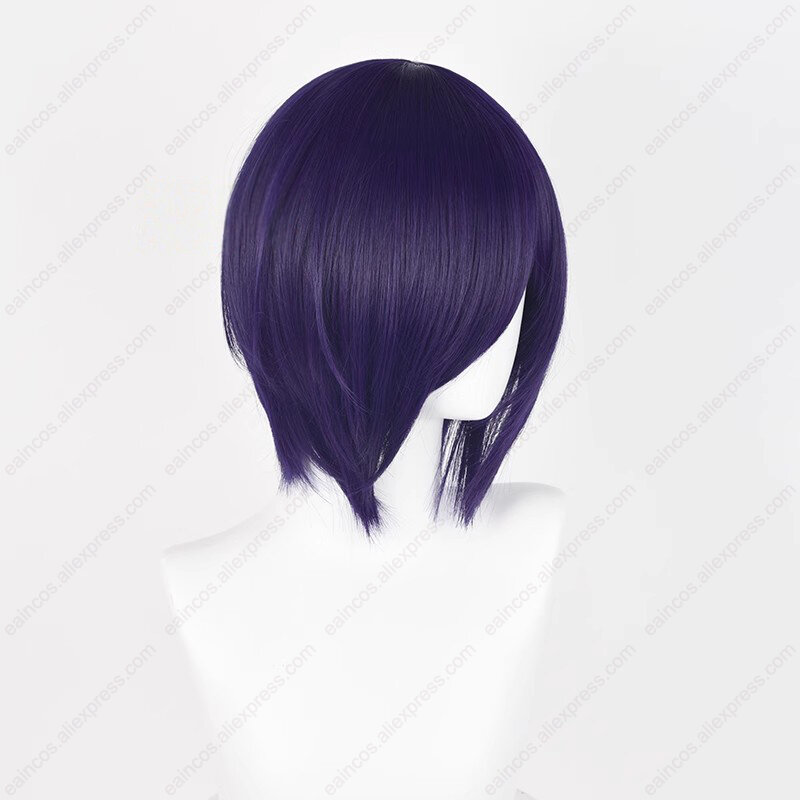 Touka Kirishima 코스프레 가발, 30cm 다크 퍼플 짧은 머리, 내열성 합성 가발