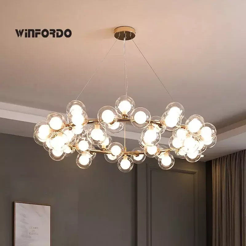 2023 LED bąbelkowy żyrandol lampa wisząca do salonu jadalnia oprawa z G4 Led 110V-220V Winfordo (nie z tworzywa sztucznego)
