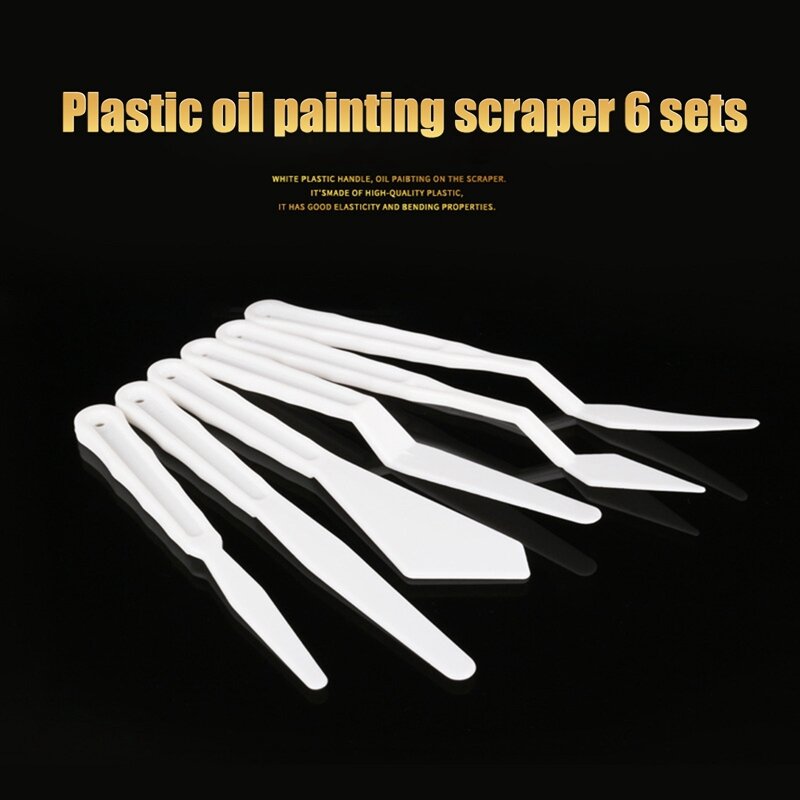 6Pcs/Set Plastic Palette Knife Scraper Spatula Knives Shovel Acrylic Plate Color Mixing for Oil Canvas Painting Art Supplies