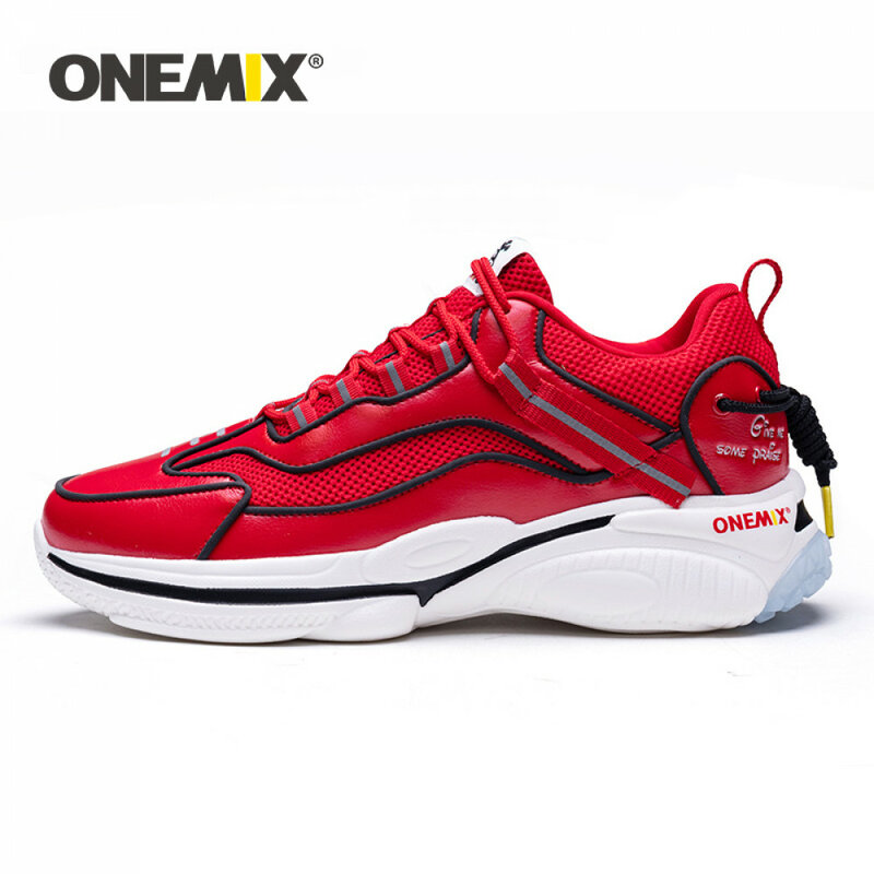 ONEMIX sepatu kasual untuk pria wanita, sepatu kets olahraga luar ruangan Reflektif, sepatu Platform kasual untuk pria dan wanita
