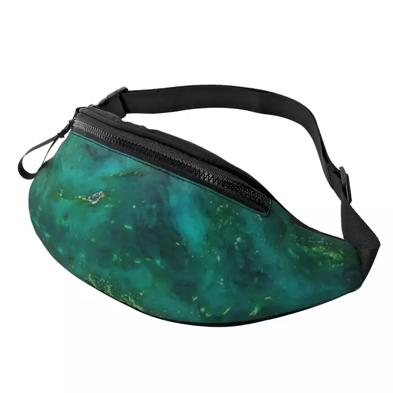 Customized Green Marble Fanny Pack for Women Men Fashion Crossbody Waist Bag Traveling Phone Money Pouch