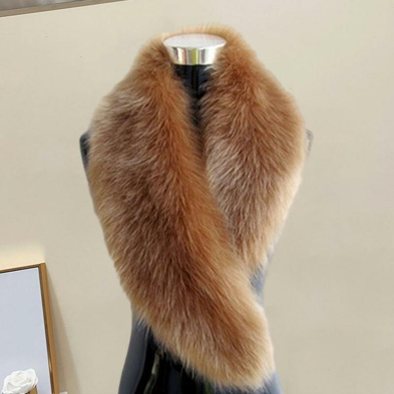 Women Winter Scarf Cozy Fuzzy Imitation Fur Solid Color Soft Lightweight Thickened Warm Decorative Collar Shawl Neck Wrap