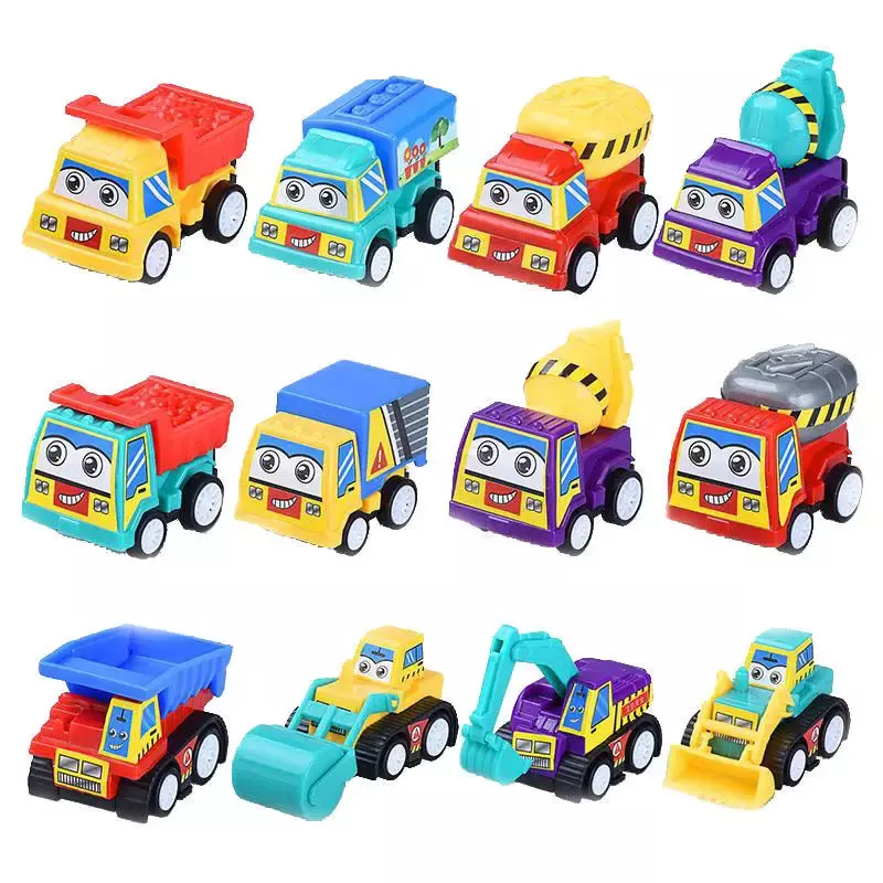 Puxe o brinquedo modelo de carro para crianças, veículo móvel, veículo de engenharia, mini carros, presente do menino, brinquedos de diecasts infantis, 6pcs