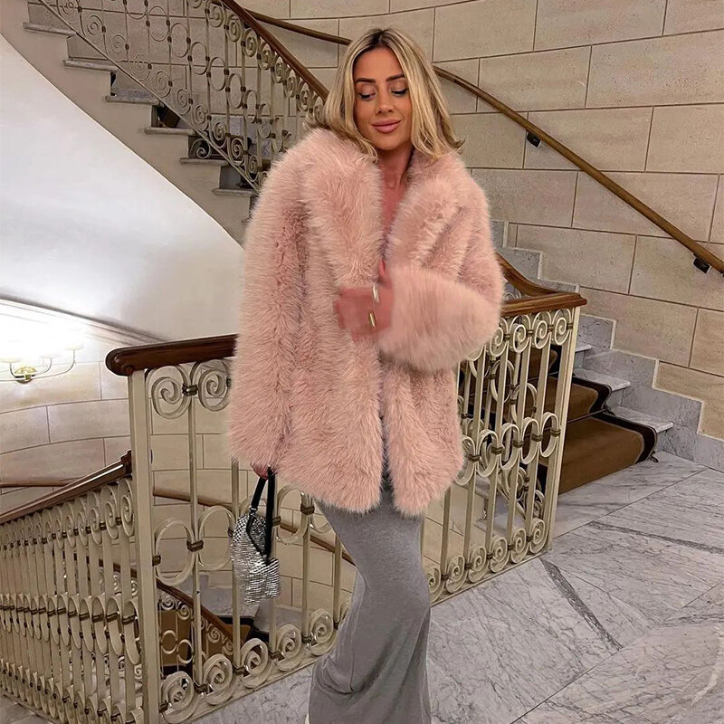 Iconic Luxury Brand Fashion Fluffy Furry Faux Fur Jacket donna Winter Shaggy soprabiti spessa calda lunga pelliccia di volpe capispalla
