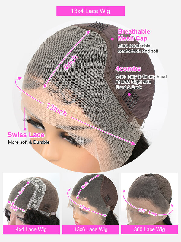 Peluca de cabello humano rizado con encaje Frontal, pelo brasileño ondulado, sin pegamento, 13x6, 40 pulgadas, HD, a la venta