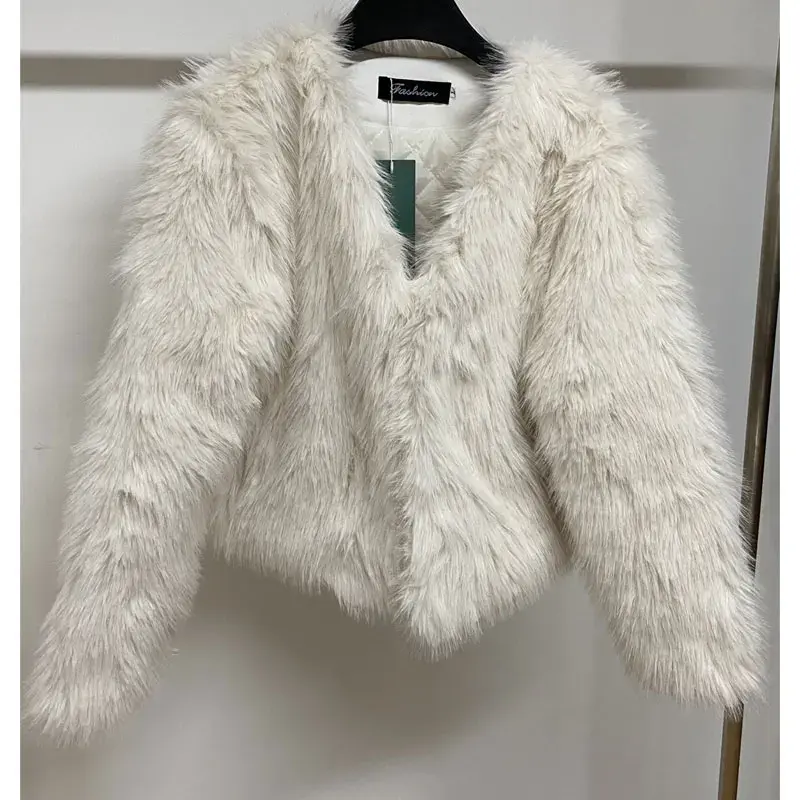 Осенне-зимнее модное пальто из искусственного лисьего меха, Женская корейская мода, теплые пальто с перьями, свободная короткая верхняя одежда, Женская искусственная кожа, элегантная одежда