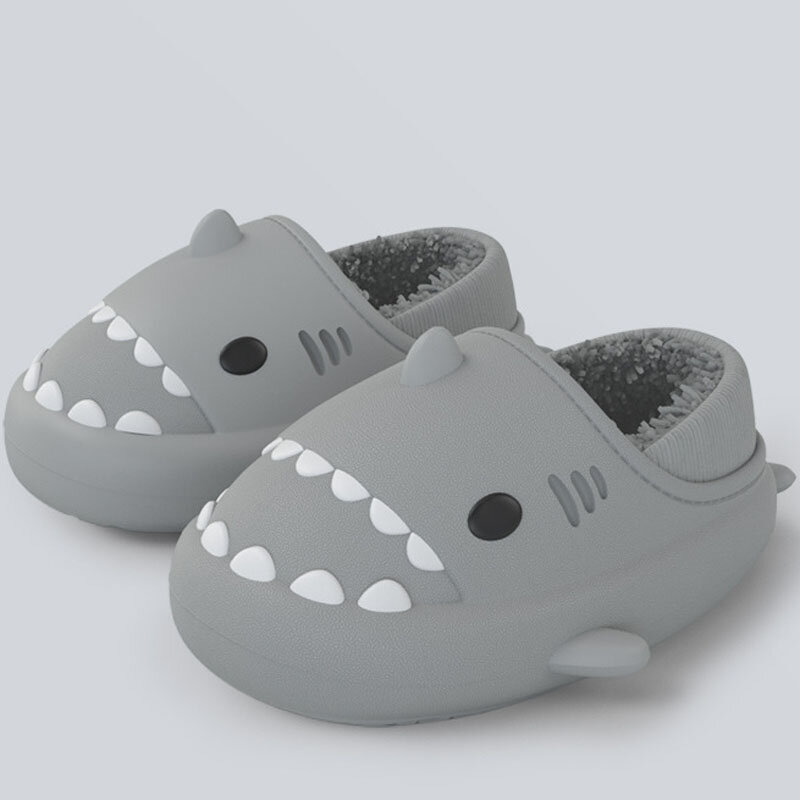 2023 zimowe pantofle dla dzieci z rekinem kryte klapki dla dzieci wodoodporne pluszowe buty dla chłopców