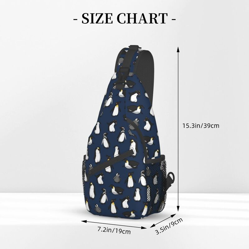 Uroczy pingwin kreskówka torba ze sznurkiem torba Crossbody na klatkę piersiową plecak z paskiem na ramię podróży małe plecaki turystyczne zwierząt torba na co dzień