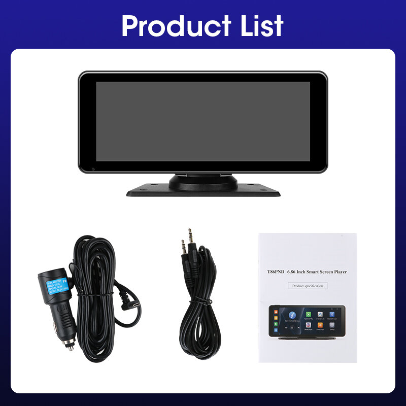 JMCQ-Monitor inteligente para coche, dispositivo con pantalla inalámbrica, Carplay, Android, IPS de 6,86 pulgadas, Bluetooth 5,1, transmisión FM, AUX