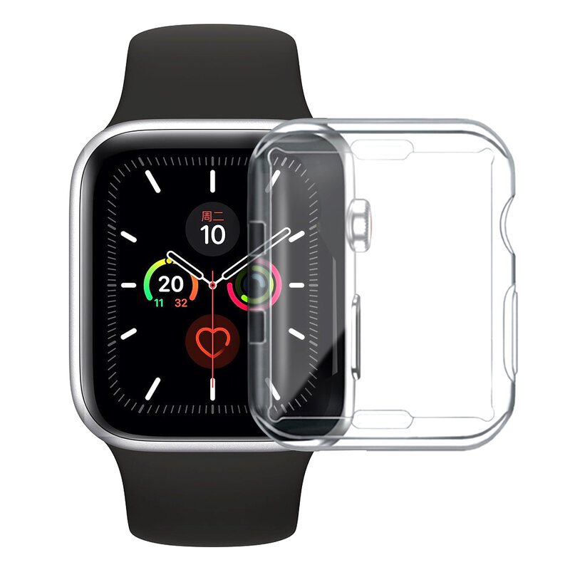 Soft Clear TPU Screen Protector para Apple Watch, Case para iWatch 7, 6, 5, 4, 3, 2, SE, 41mm, 45mm, 42mm, 38mm, 44 milímetros, 40 milímetros, tampa 360