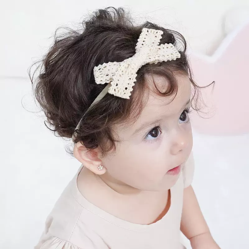 4 teile/satz Baumwolle Leinen Leopard bedruckte Schleife Baby Stirnband für Mädchen Neugeborene Stirnbänder Spitze Haar bänder Turban Baby Haarschmuck