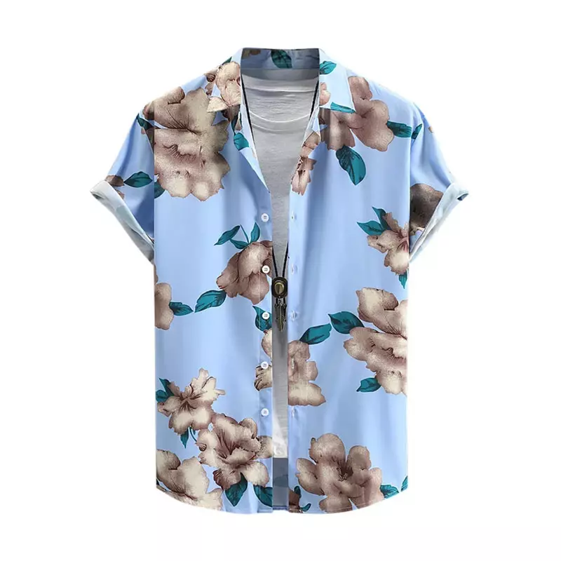 Men's shirt 2024 new style printed lapel short-sleeved Hawaiian vacation summer casual breathable street outdoor work daily