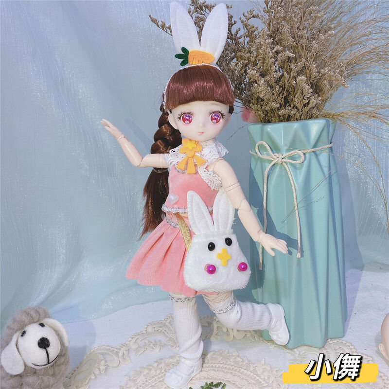 30cml Kawaii BJD Doll Girl 6 punti Joint bambola mobile con vestiti di moda capelli morbidi Dress Up Girl Toys bambola regalo di compleanno nuovo