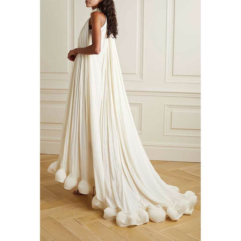 Dubai Arabian Luxury Nude A Evening Dress Cloak Sleeve Dress Ladies Wedding Party 2024