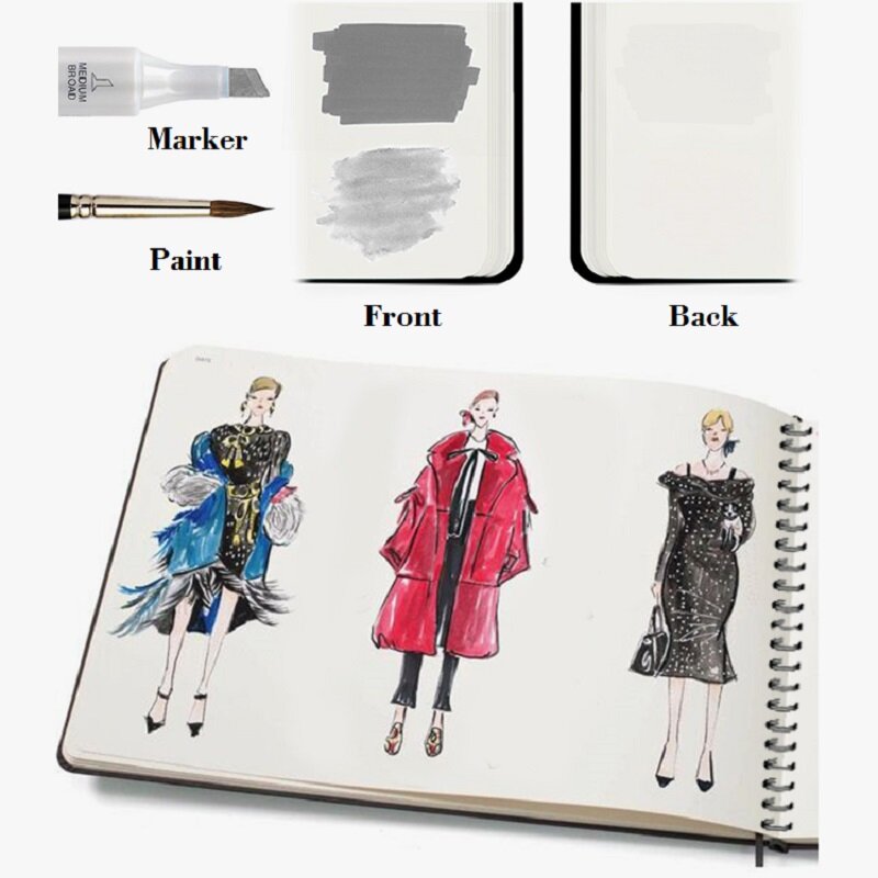 Libro de bocetos de moda A4 para mujer, plantilla de contorno, ropa de dibujo de diseñador, plantillas de ilustración de moda, figura, 50 hojas de papel