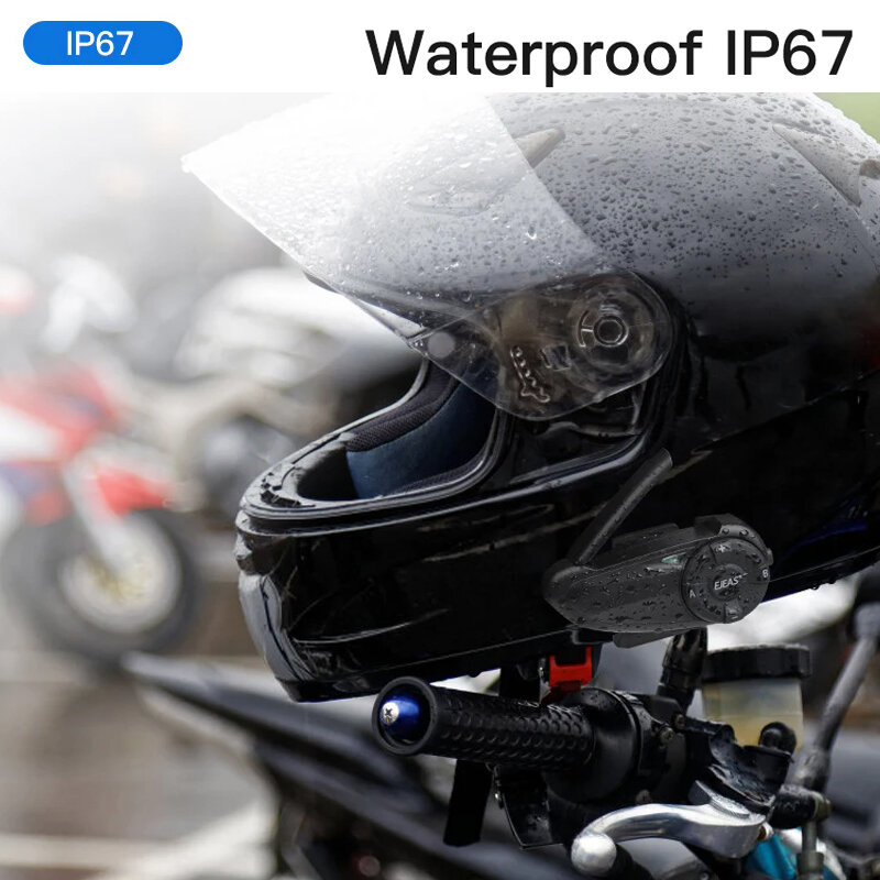 Ejeas Q7 Motorhelm Intercom Headset Tot 7 Rijders Waterdichte Draadloze Interphone Bluetooth 5.1 Quick7 Stuur Afstandsbediening