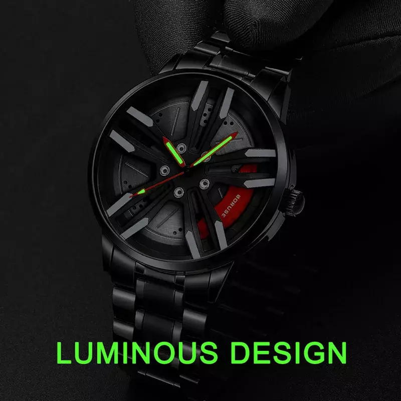 Relógio quartzo totalmente automático para homens, não mecânico, luminoso, impermeável, moda