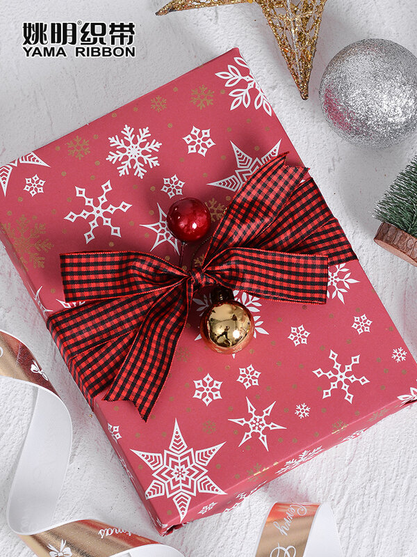 YAMA pita tenun dekorasi suasana Natal pita bunga kemasan hadiah kreatif DIY bahan pita warna-warni