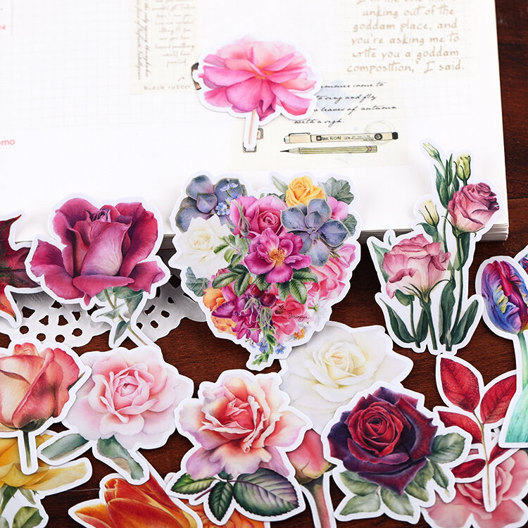 Pegatinas de flores y plantas para teléfono móvil, conjunto de Material decorativo, papelería Kawaii, 25 piezas