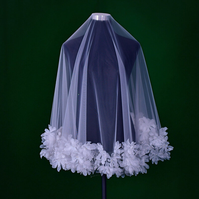 حجاب للزفاف ثلاثي الأبعاد رائع مع مشط للشعر ، BL4025 ، طبقة واحدة