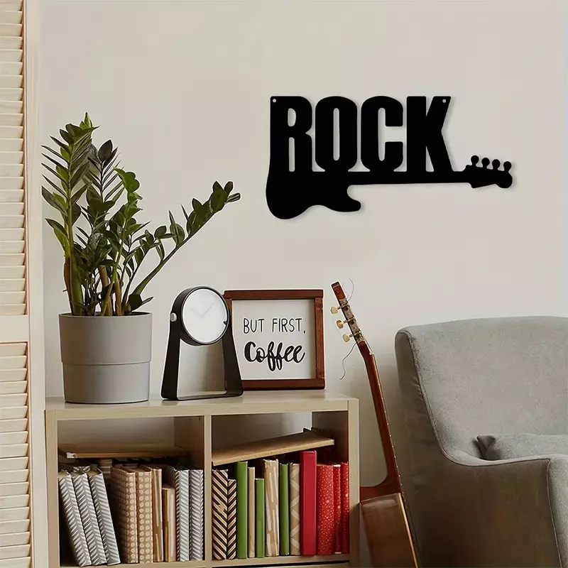 CIFBUY-Rock Guitar Metal Wall Hanging Decor, Cena De Arte, Fundo De Casa, Decoração Do Quarto, Parede De Estudo, Presentes De Férias