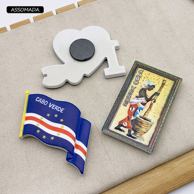 3D Cabo Verde IMA magneti per frigorifero Cachupa Vendor CAPE VERDE Flag adesivo magnetico per frigorifero Souvenir da viaggio decorazione regalo
