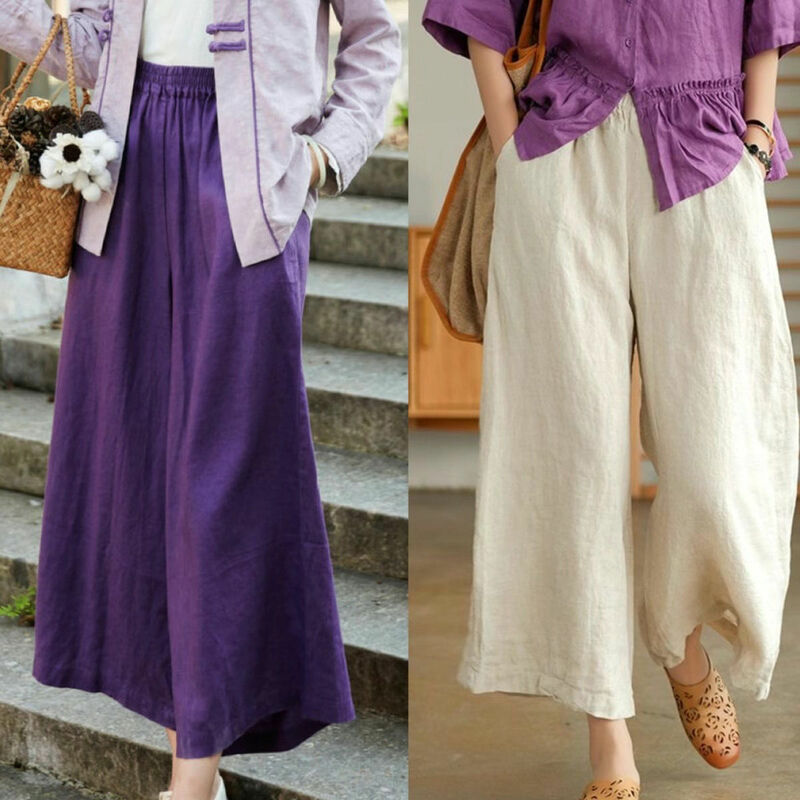 Solid Color Loose Summer High Waist Straight Ladies Fashion Wide Leg Pants Vintage 2024 New Temperament Pocket Women's Clothing