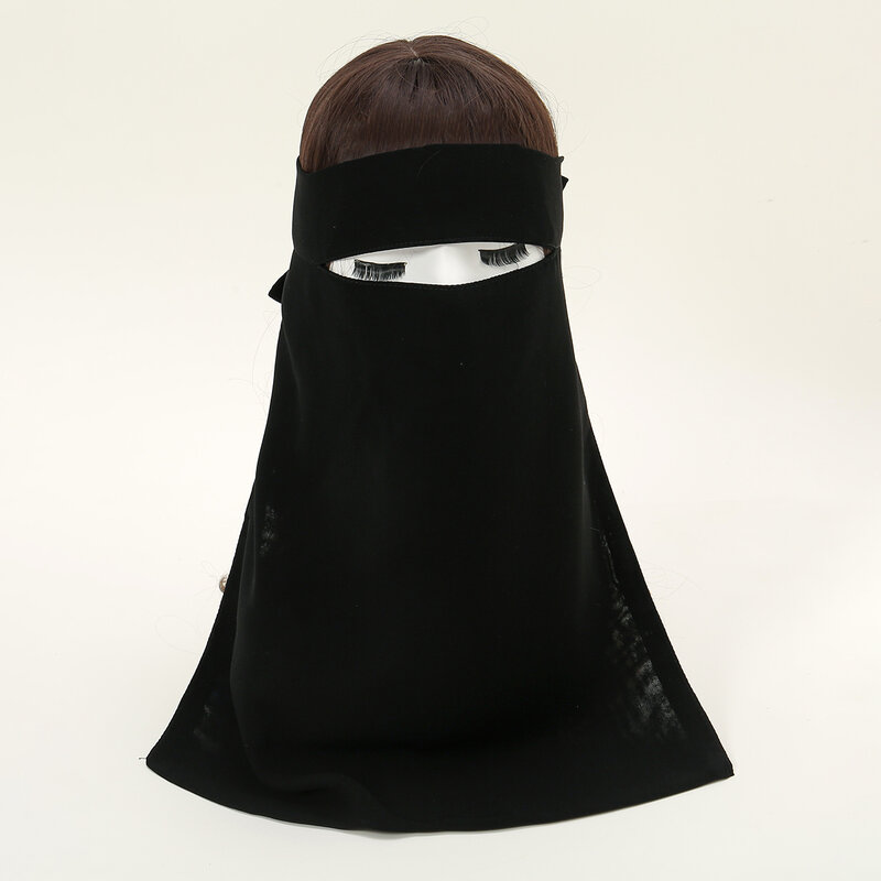 Chiffon Muslim Scarf Black Prayer Church Head Scarves Khimar Niqab Face Cover Shawl Women Long Djellaba Prayer Face Cover