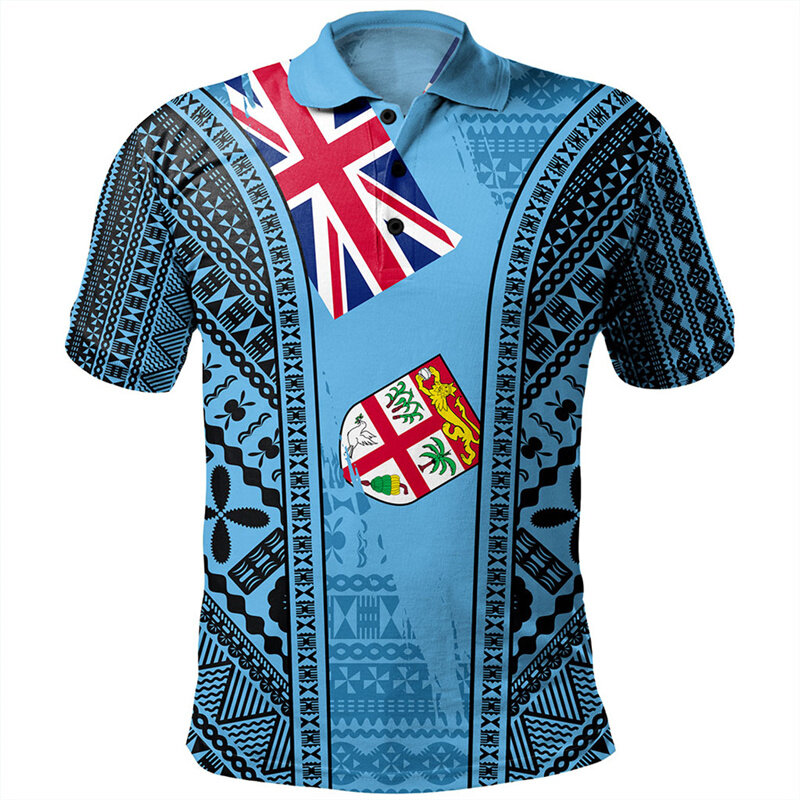 Mode Fiji Patroon Poloshirt Mannen Vrouwen Hawaiian 3d Bedrukte Polynesische Poloshirts Casual Knoop T-Shirts Zomer Korte Mouwen