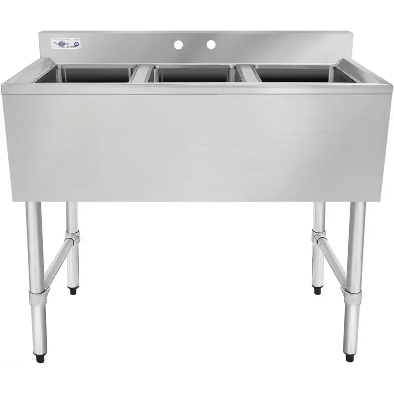 NSF 3 Compartment Sink Commercial of Stainless Steel with 10'' x 14'' x 10'' Bowl Bar Utility Basin for Restaurant, Bar, Utility
