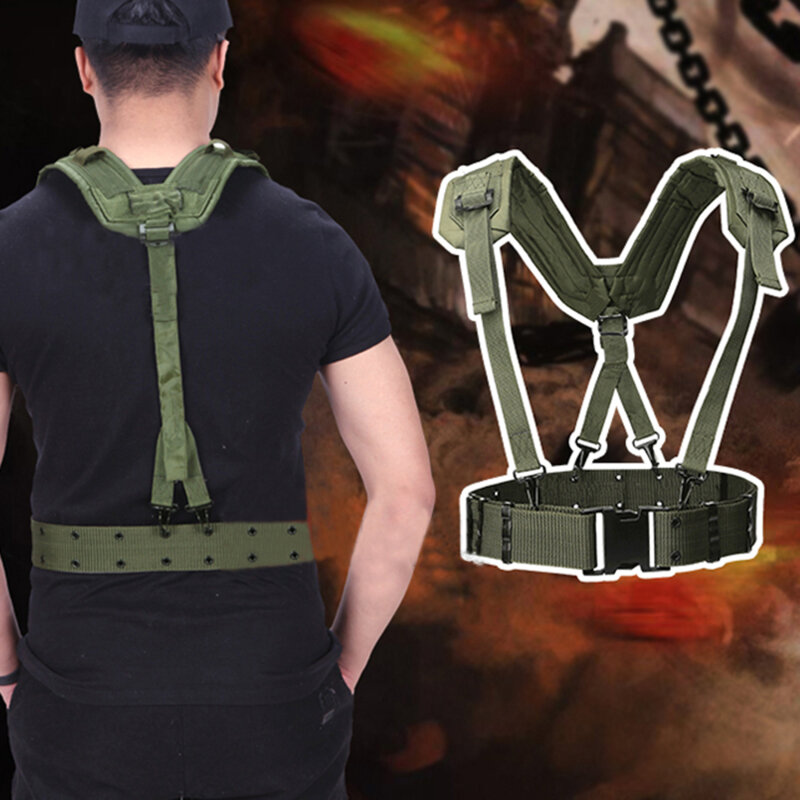 ปรับกลางแจ้ง Equipage ประเภท Suspender Tactics วงเล็บใหม่ยุทธวิธี Suspenders ผู้ชายเข็มขัดสายรัด Combat Readiness สายคล้อง