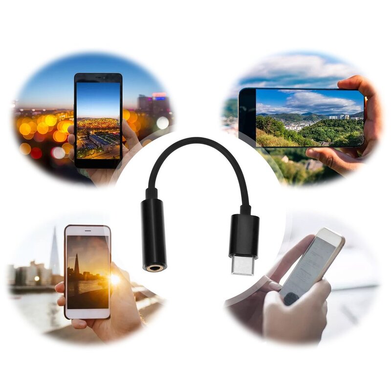 Earphone Tipe C 3.5 Jack USB C ke 3.5mm AUX, kabel Audio adaptor headphone untuk Huawei V30 mate 20 P30 pro Xiaomi Mi 10 9