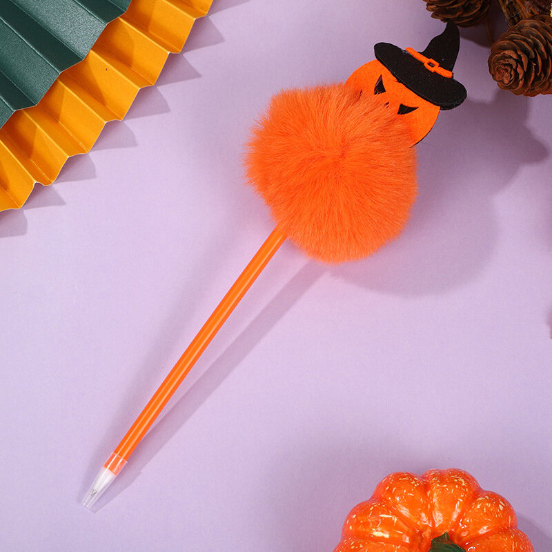 1Pc Halloween Cute Ball Pen Bat Pumpkin Plush Pen Creative Prank Student Writing School Office Stationery kids Graduation Gift