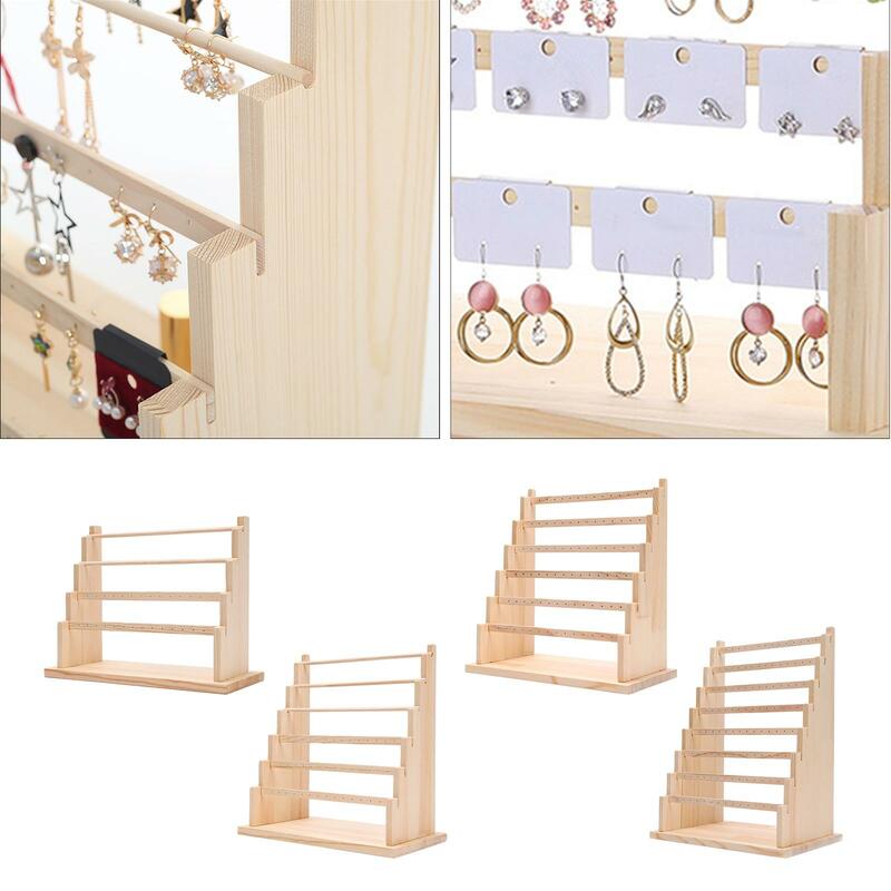 Estante de madera para exhibición de Joyas, soporte para pendientes, tocador de mesa para dormitorio