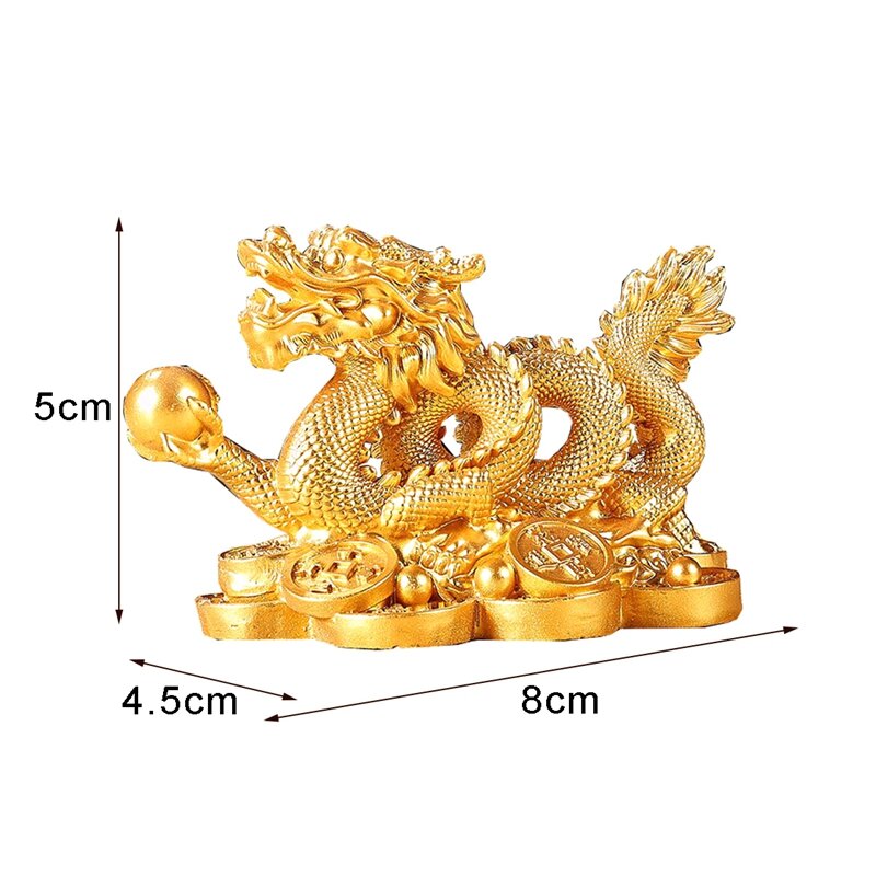 Estatua de dragón chino de resina, escultura de mascota del zodiaco, año del Dragón, decoración para la riqueza, buena suerte, 2024
