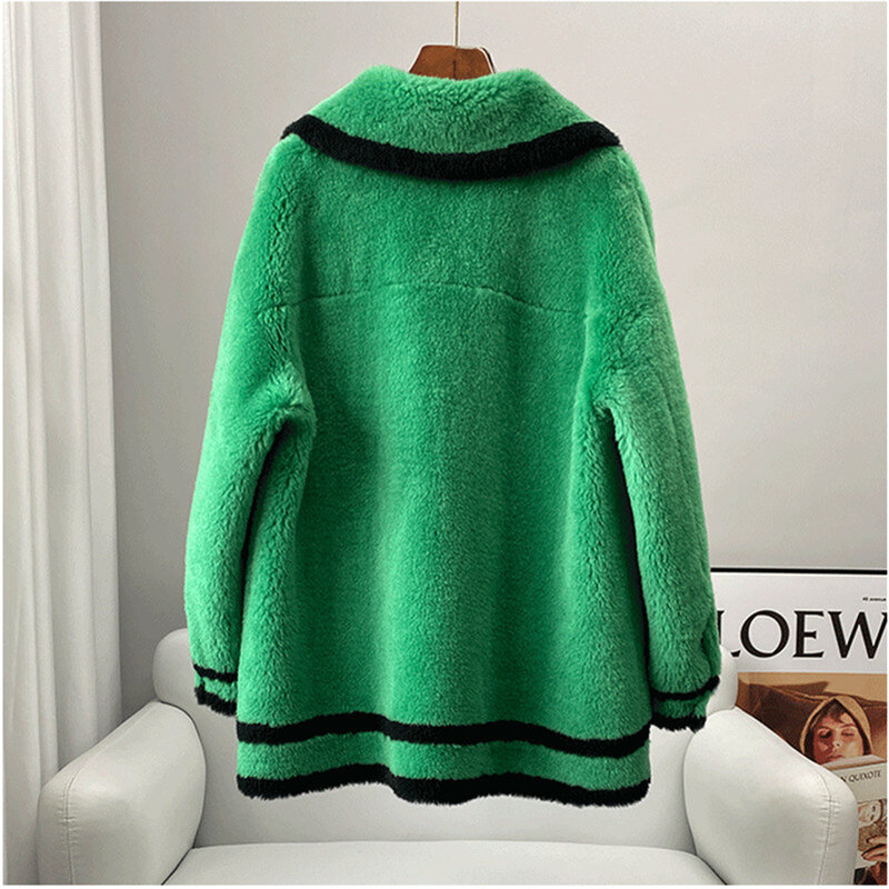 Aorice – manteau en fourrure de laine naturelle pour femme, parka chaude, grande taille, pour l'hiver, mouton, CT235