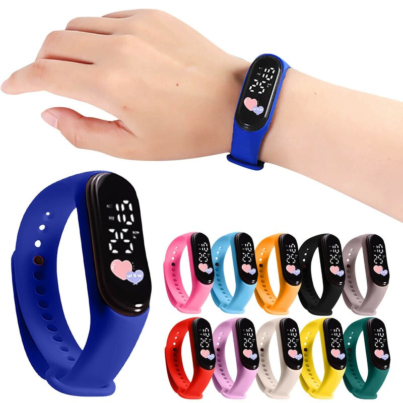 LED 디지털 어린이 시계, 여아 소년 스포츠 여성용 생일 선물, 방수 팔찌 손목시계