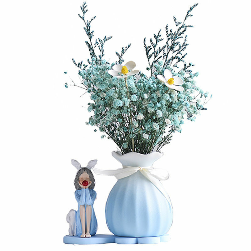 Florero de cerámica para decoración de sala de estar, ramo de flores secas de alto grado y alto valor de Color, armario de TV, dormitorio y habitación