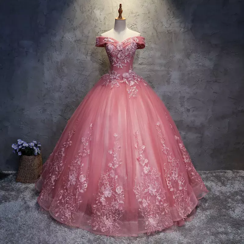 Ball Gowns Quinceanera Dresses Appliques Elegant Beautiful Party Prom Formal Floral Print Ball Gowns Vestidos De 15 Anos