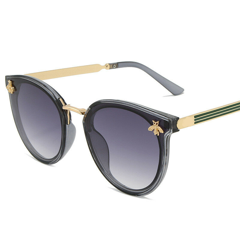 Women Designer Round Sunglasses Fashion Gradient Bee Sun Glasses For Men Ladies Oversized Mirror Shades Oculos UV400