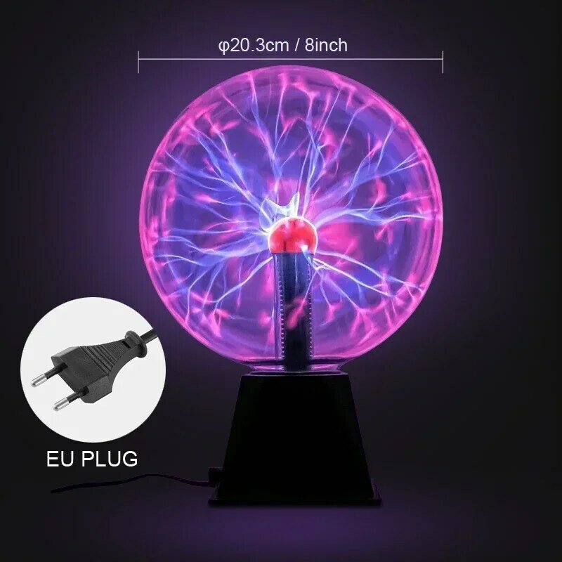 Novelty Magic Crystal Plasma Ball Touch Lamp 3/4/5/6/8Inch LED Night Light Kid Birthday Christmas Gift Decor Electrostatic Flash