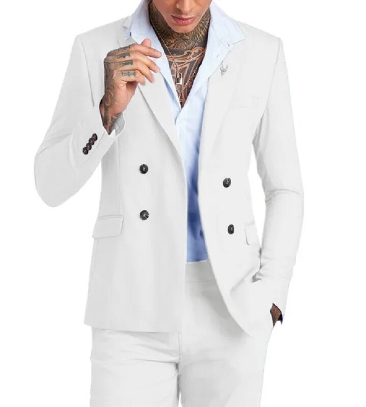 Rood Kostuum Homme Mannen Suits Double Breasted Bruidegom Smoking Slim Fit Terno Masculino Prom Party Blazer 2 Stuks